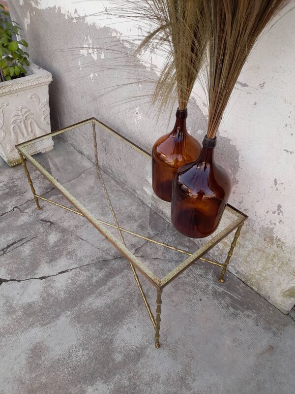 Table basse en laiton style bambou
