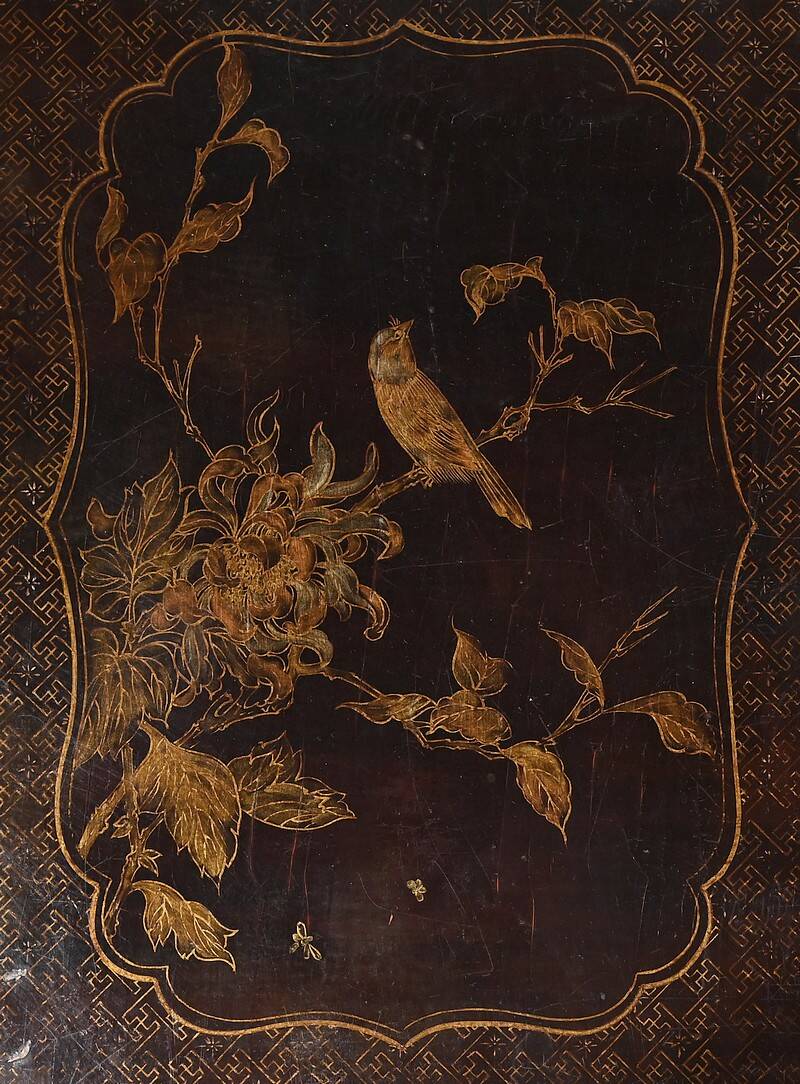 Important Asian Coffee Table, in black lacquered wood – Mid 20th century