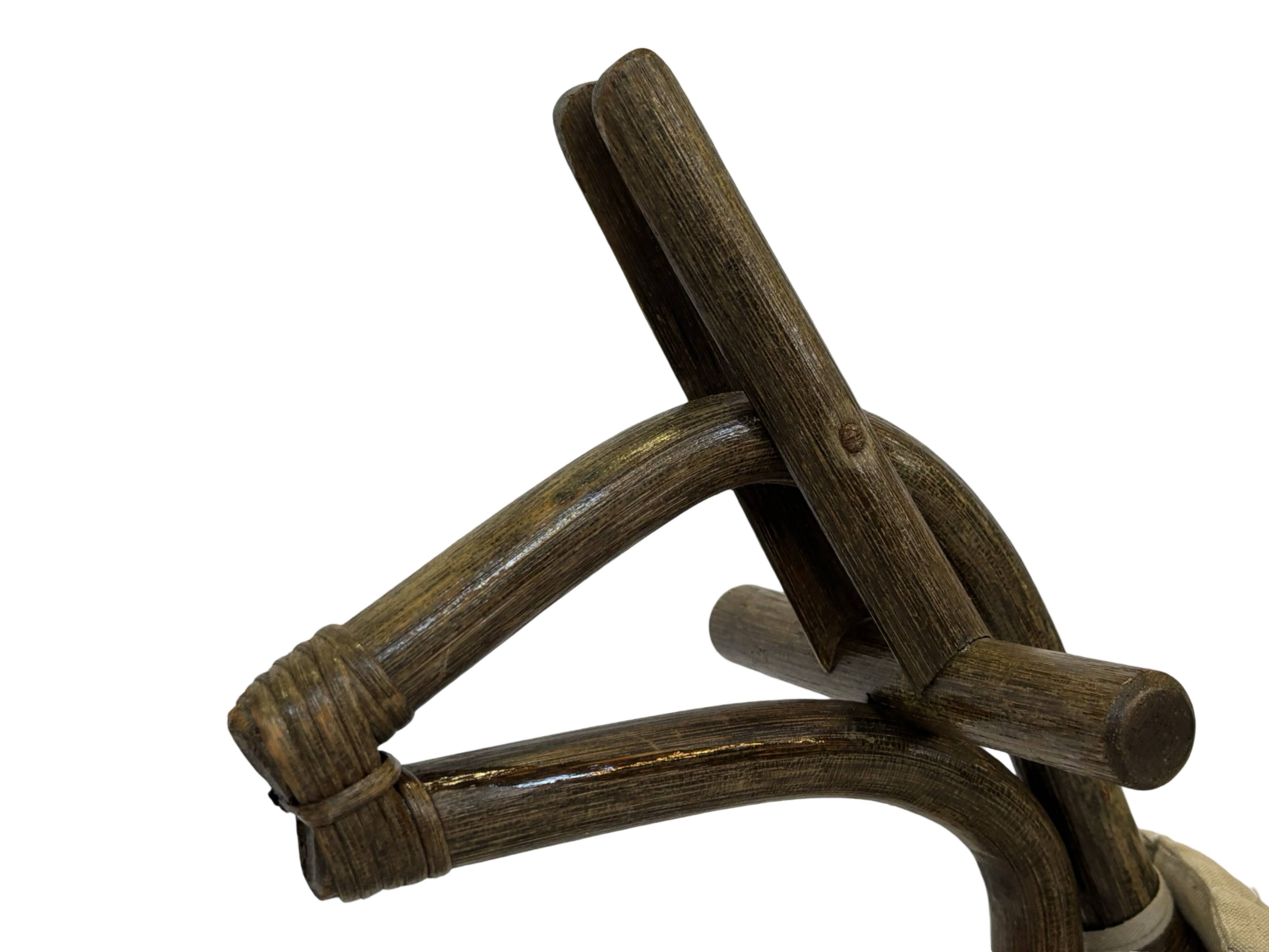 Midcentury bamboo rattan rocking horse 60's design children