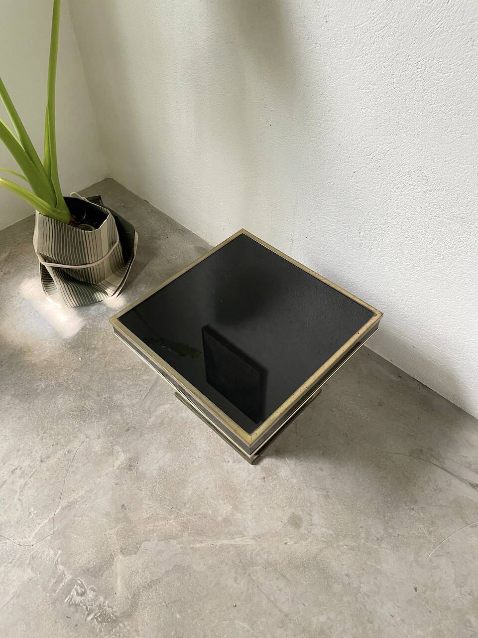 Black lacquer and brass console coffee table