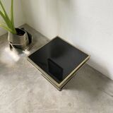 Table basse console appoint en laque noire et laiton