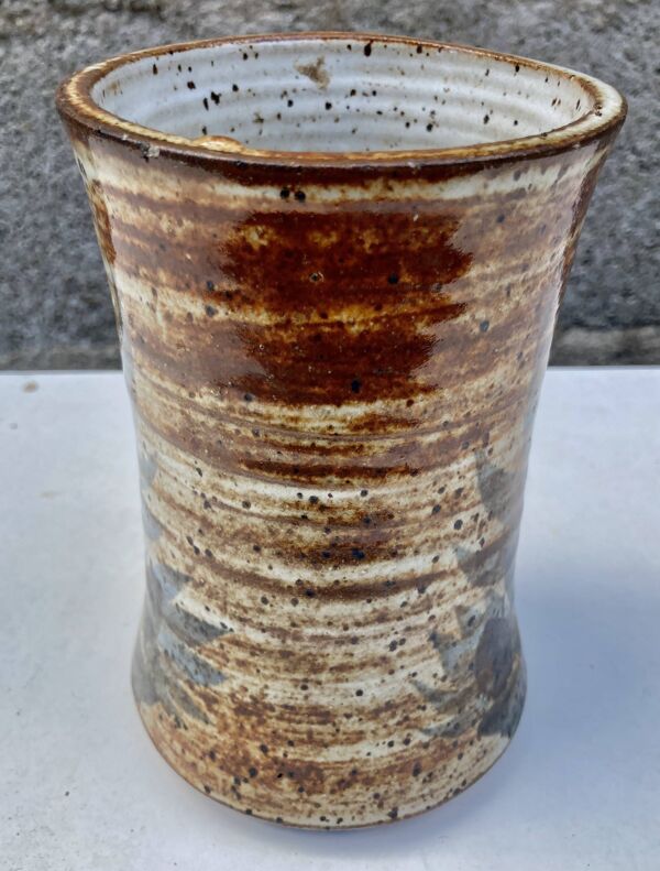 vase céramique émaillé décor de fleur abstraite signature à identifier