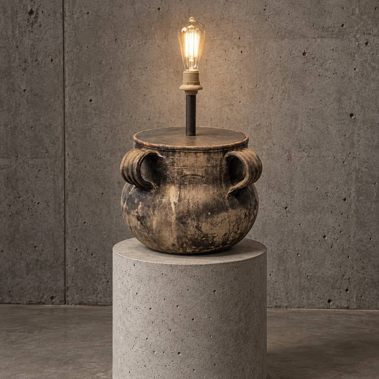 Grande lampe vase de Vallauris des années 1970 / marquée