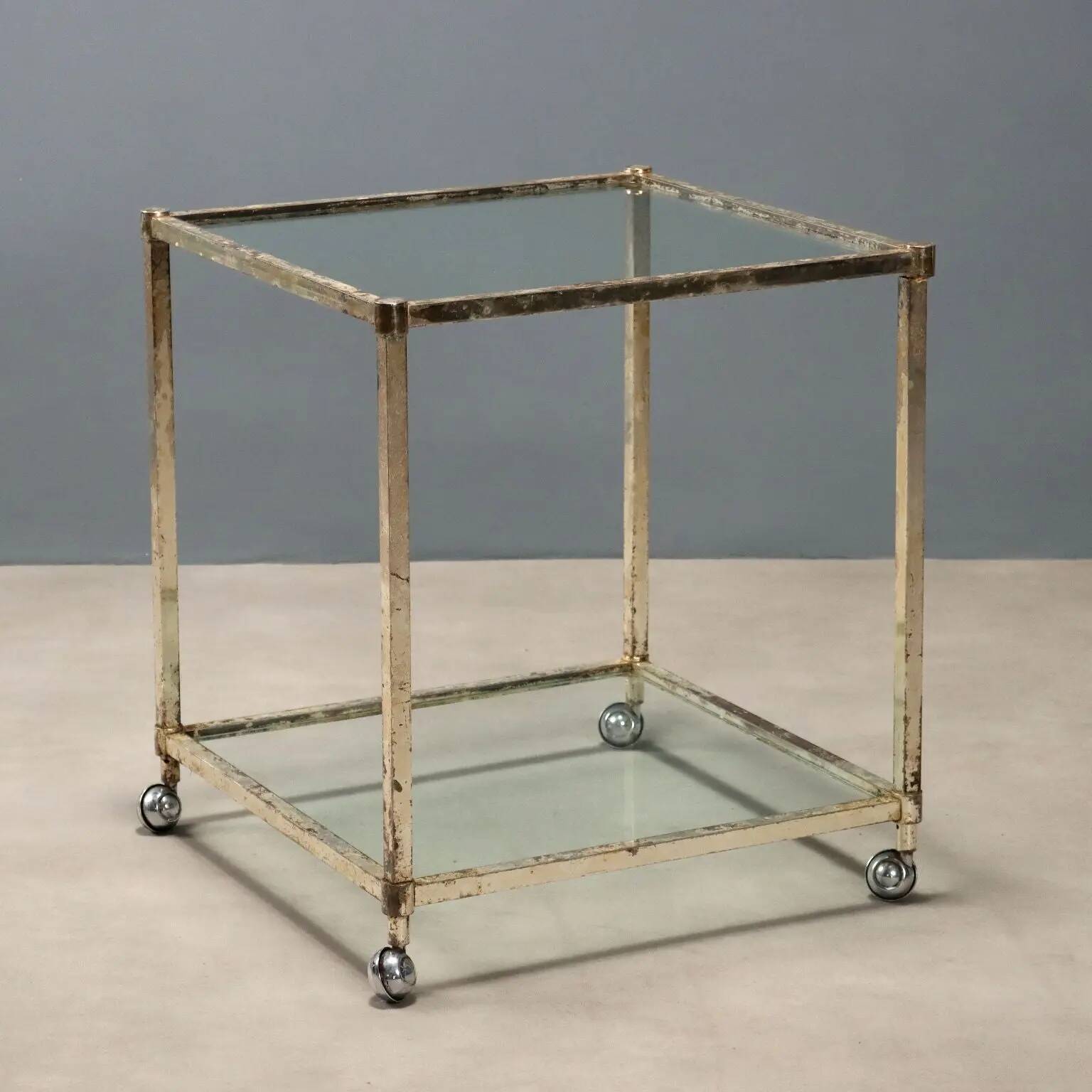 Vintage double-tiered dessert trolley, Italy, 1960s