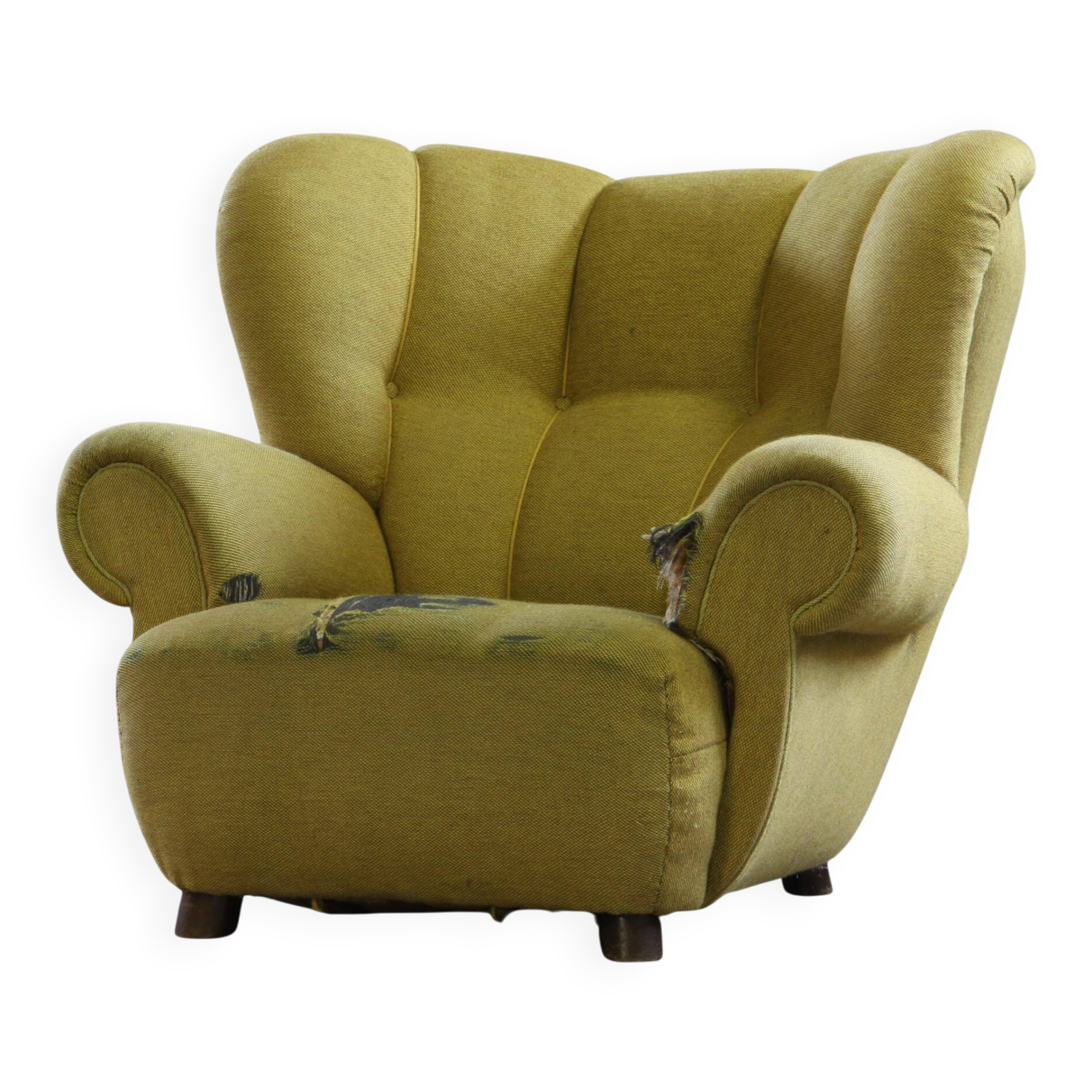 Vintage iconic large upholstered lounge / easy chair from Denmark 1930s