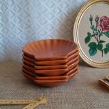 Set of 6 glazed scallop shell ramekins Emile Henry France