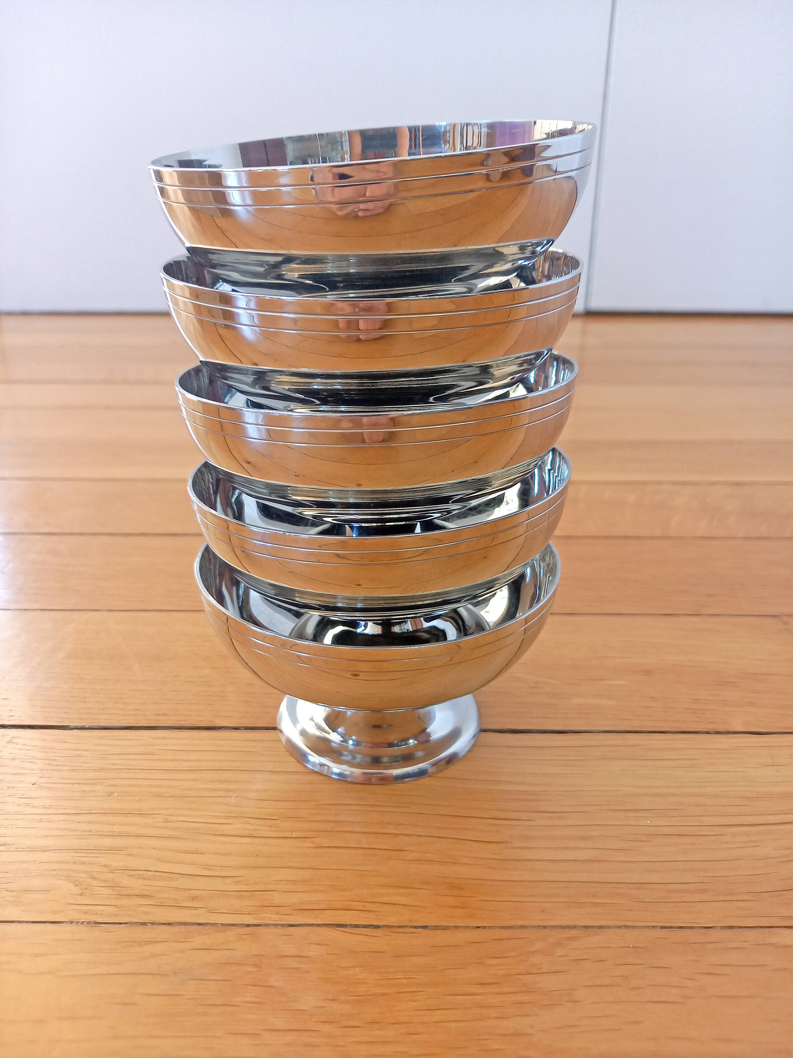 12 Vintage LETANG REMY Ice Cream Cups/Dessert Cups 18/10 Stainless Steel