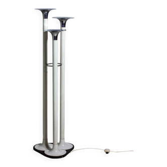 French tripod floor lamp with trumpet shades in chrome and enamel, 1960s