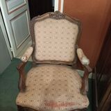 Lot de 2 fauteuils en bois et tissu style Louis XV