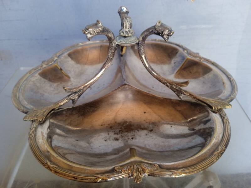 St Louis XV silver metal servant display - 2 hallmarks