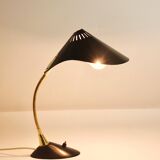 1950s Cosack Cobra black desk or table lamp in brass, mid-century, Stilnovo style.