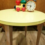 Yellow formica & wood side table
