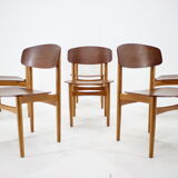1960s Børge Mogensen Model 122 Oak and Teak Dining Chairs for Søborg Møbelfabric, Denmark
