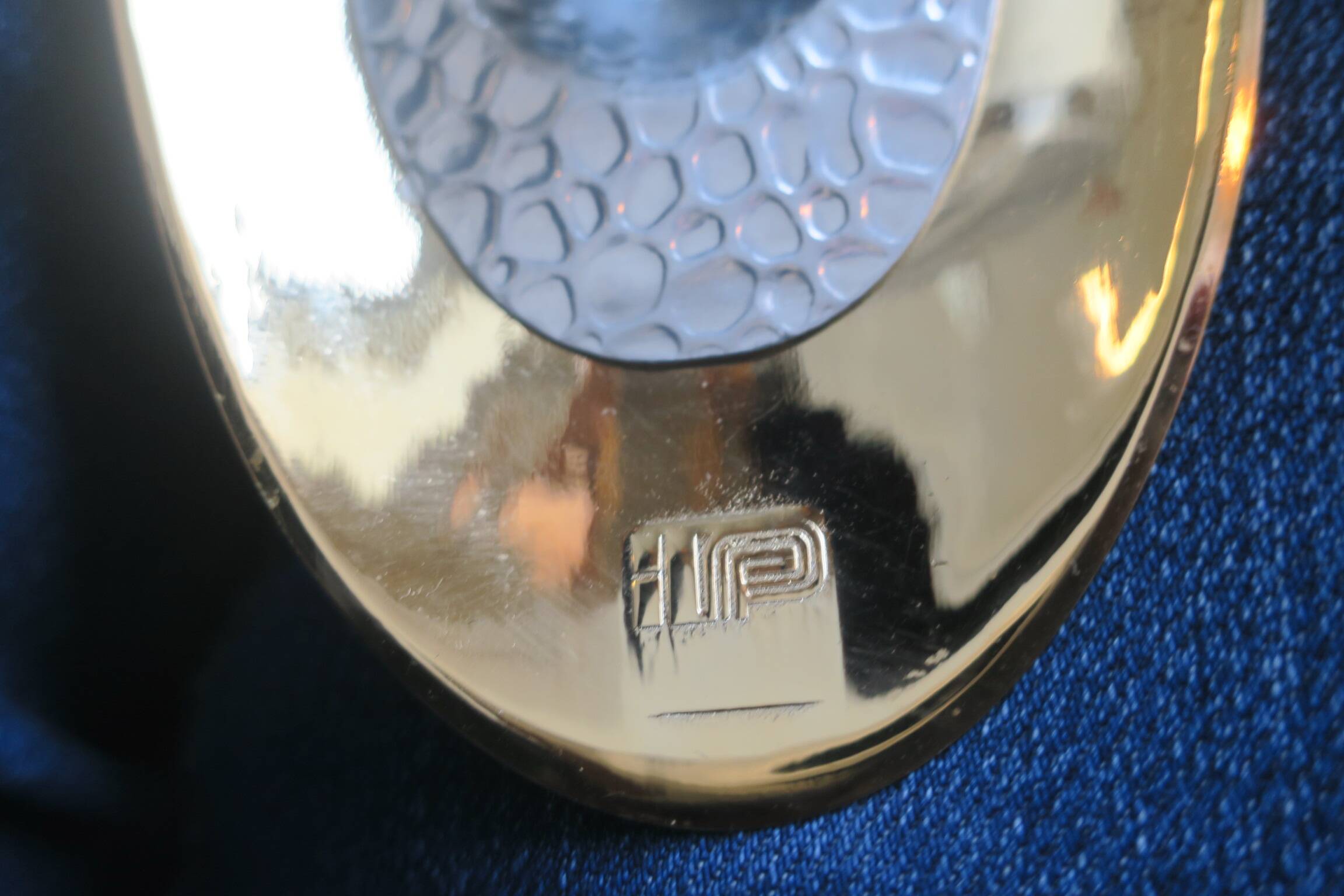 Vintage inscribed leather and gold-plated brass table lamp, Italy 1970s