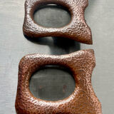 Pair of antique art nouveau copper metal photo frame  hammered copper