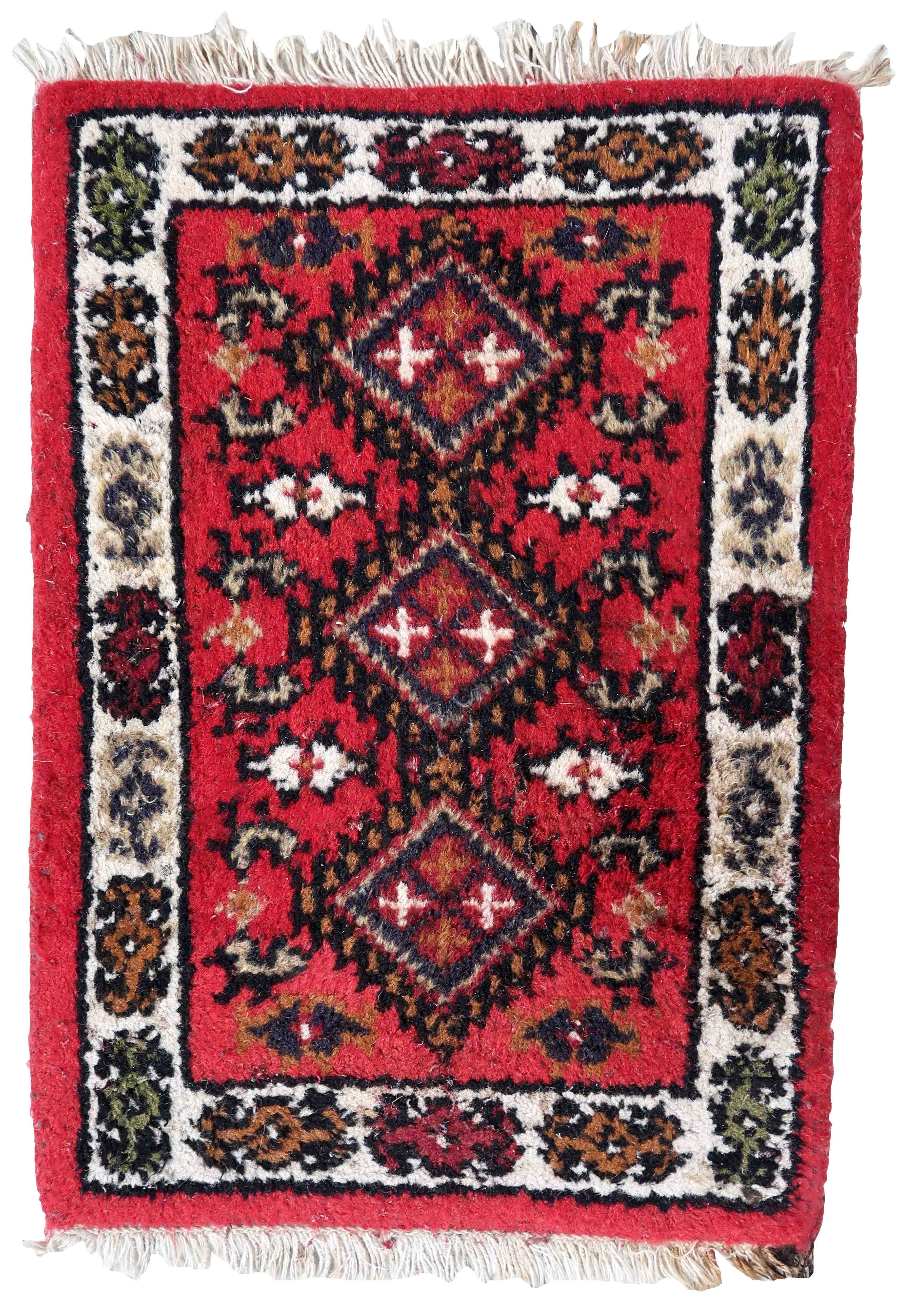 Vintage persian carpet hamadan handmade 40cm x 56cm 1970s