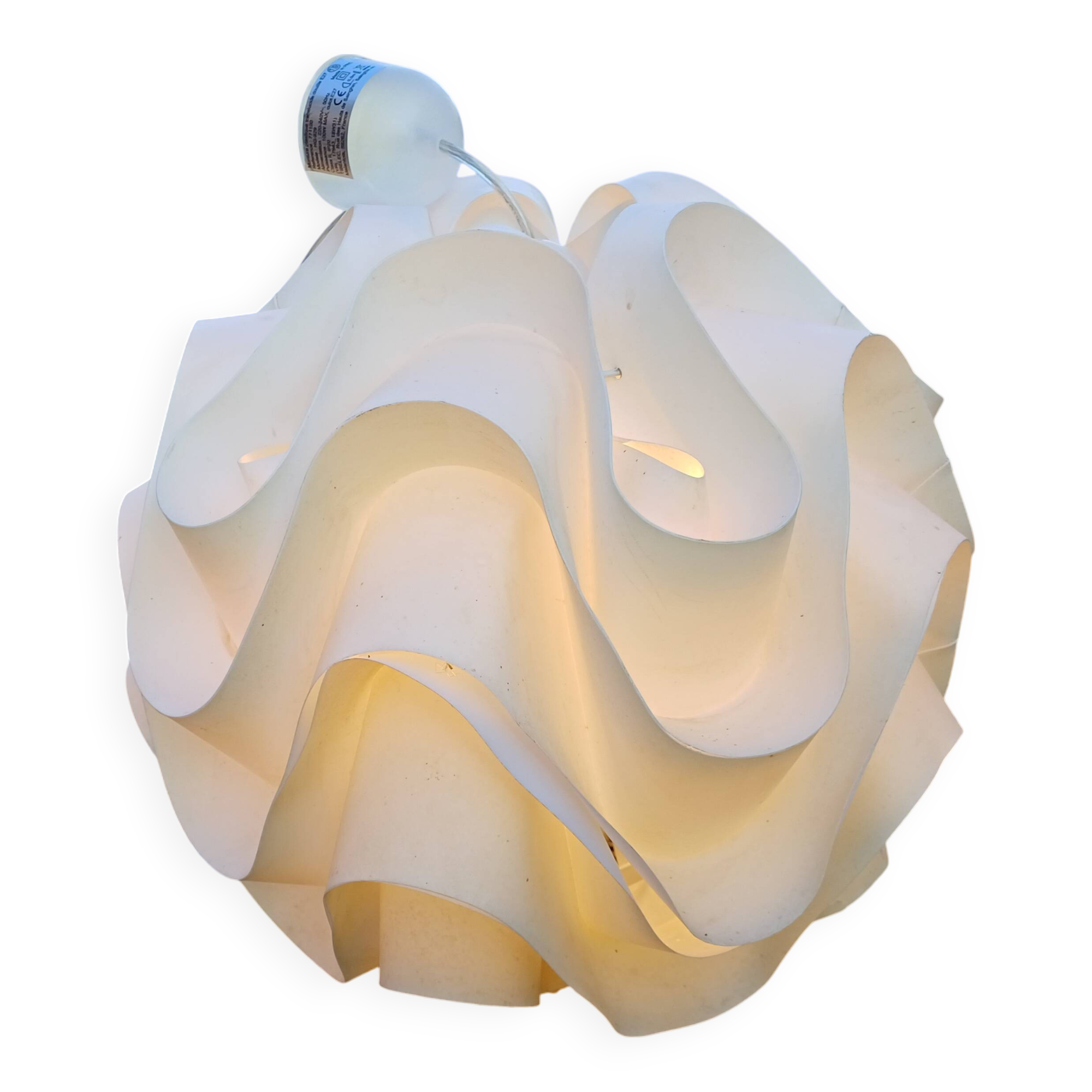 Vintage white plastic pendant lamp