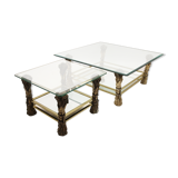 Table en bronze vintage et table d’appoint avec motif de maïs