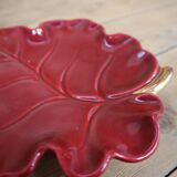 Red/burgundy ceramic leaf pocket emptier with gold trim Verceram