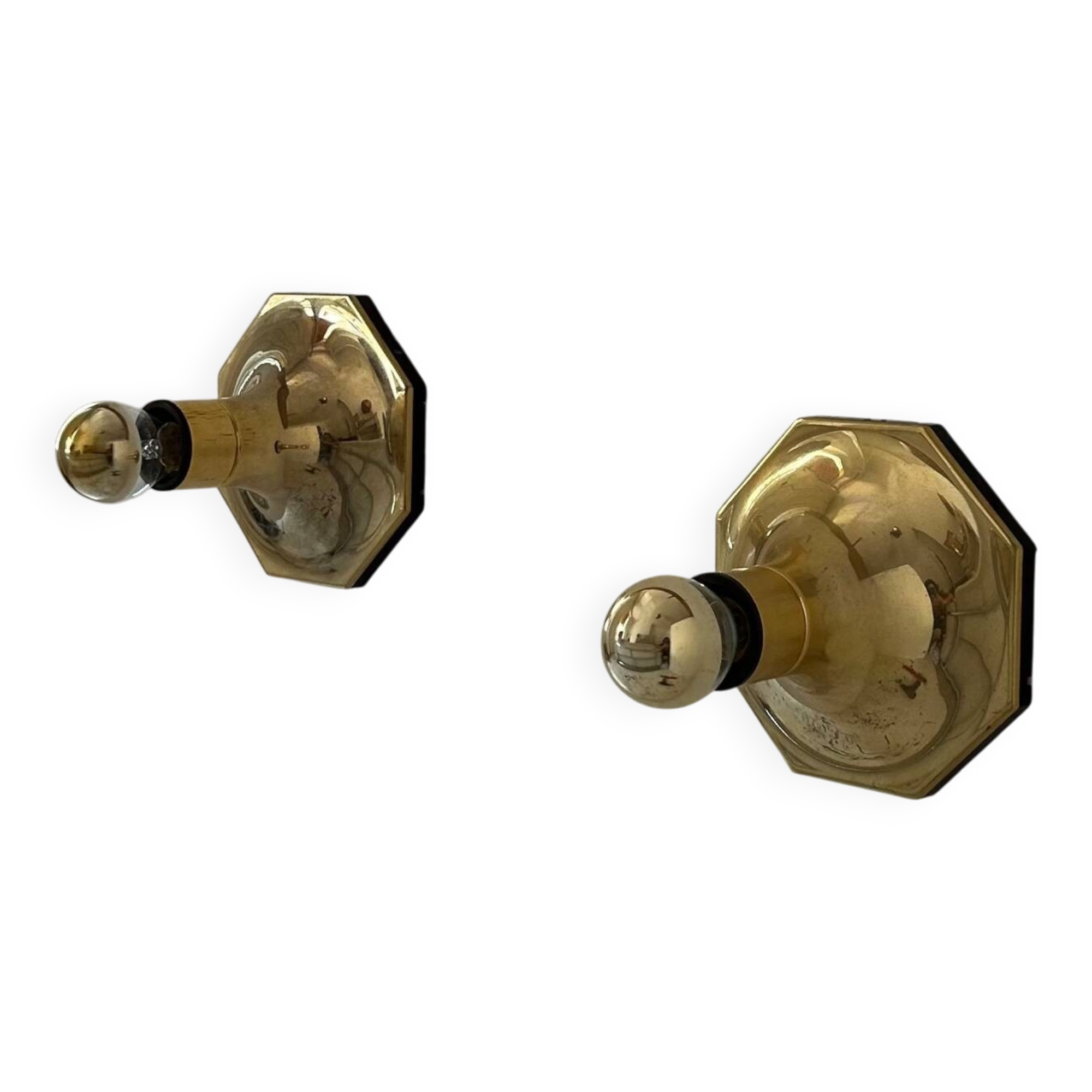 Pair of vintage brass sconces by Motoko Ishii for Staff Leucthen, 1970s