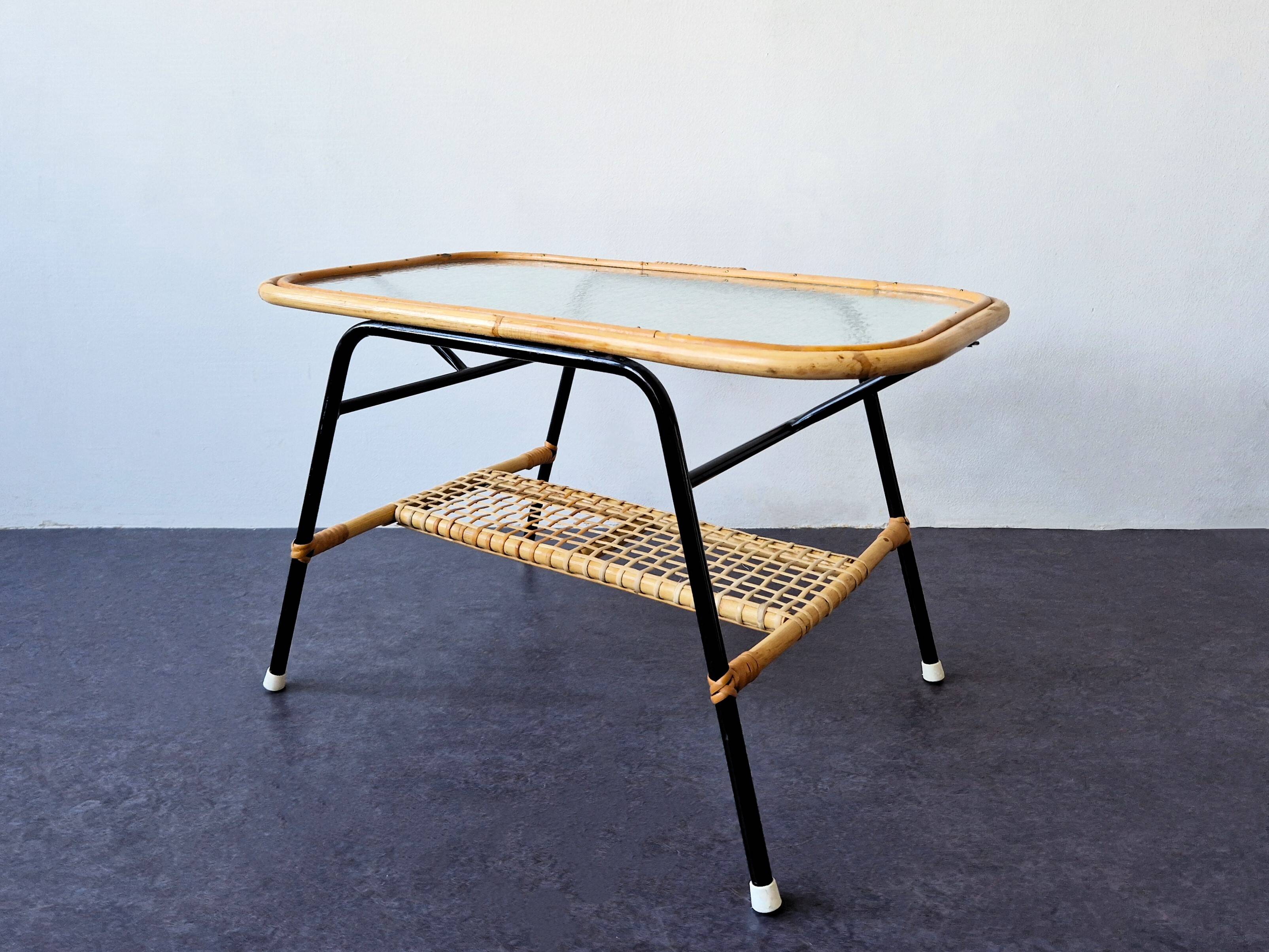 Rattan coffee table by Dirk van Sliedregt for Gebr. Jonkers, The Netherlands 1950's