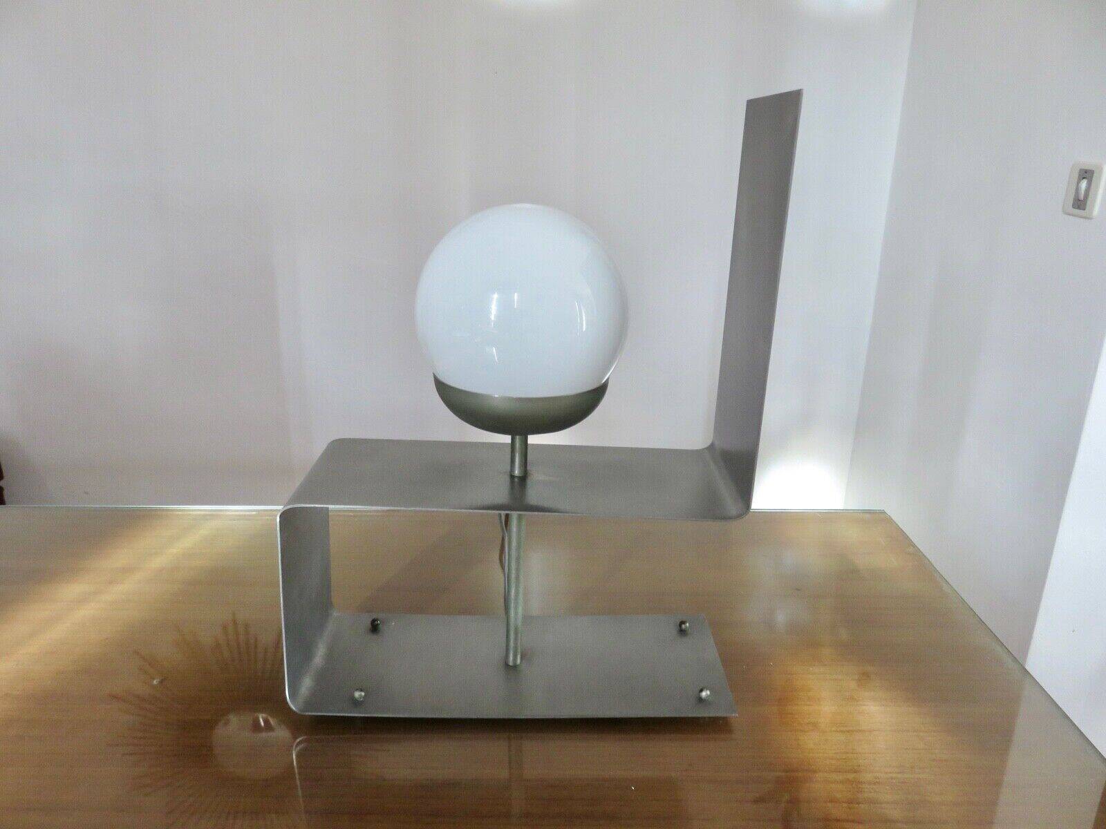 "uginox" lamp in folded, brushed and satin steel 1970