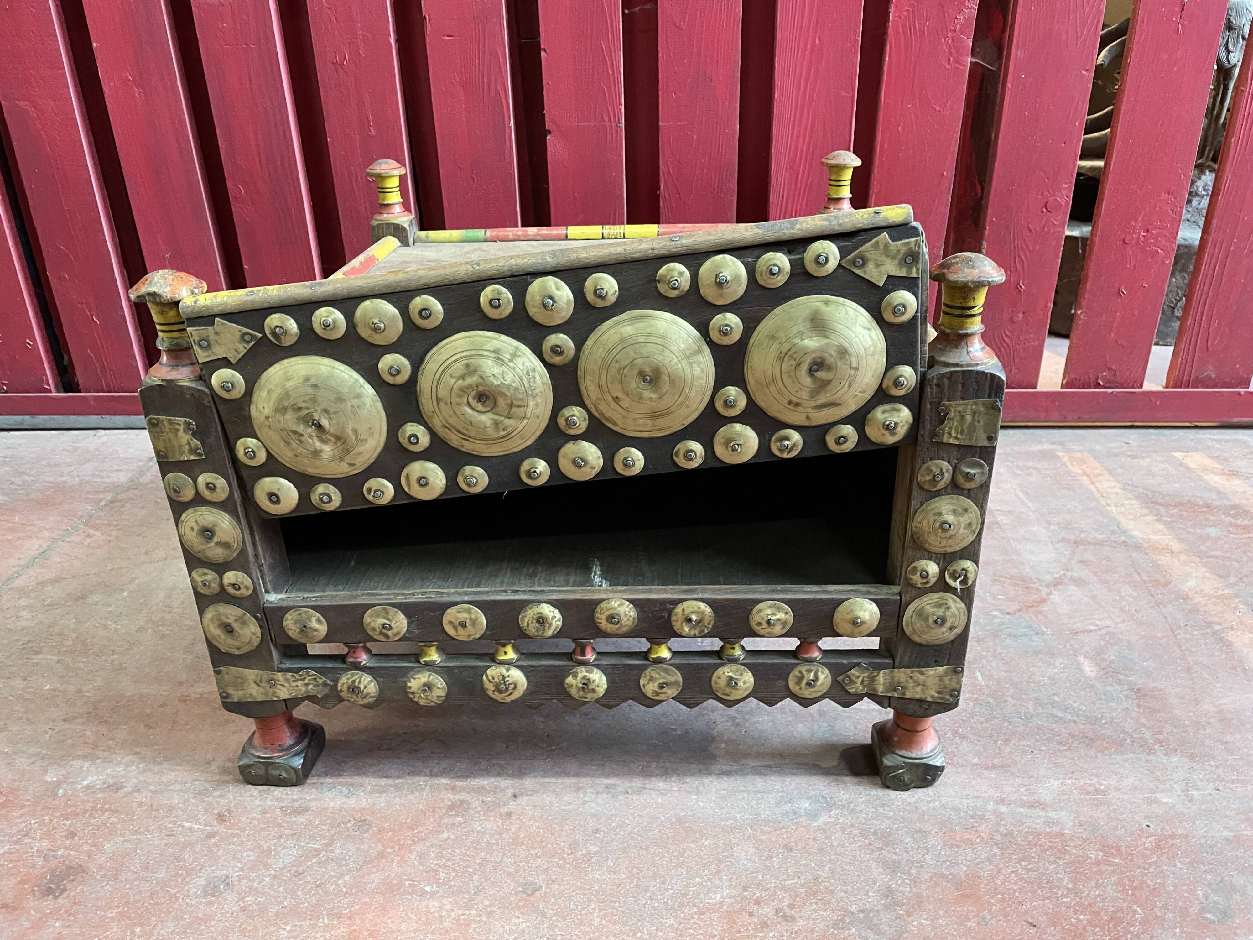 Pakistan, Punjab region. Old small tea table with traditional décor