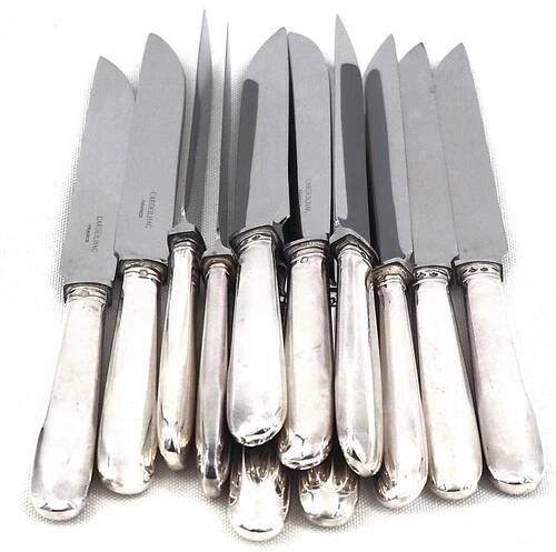 Cardeilhac, Christofle, 12 cheese knives, dessert, Minerva silver, Uniplat.