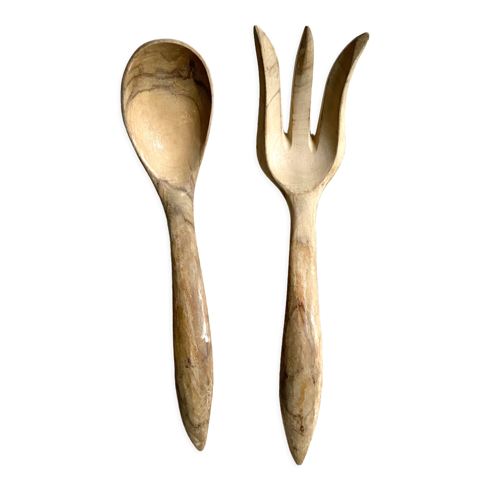2 wooden salad cutlery