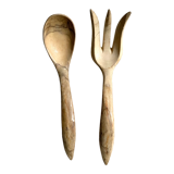 2 wooden salad cutlery