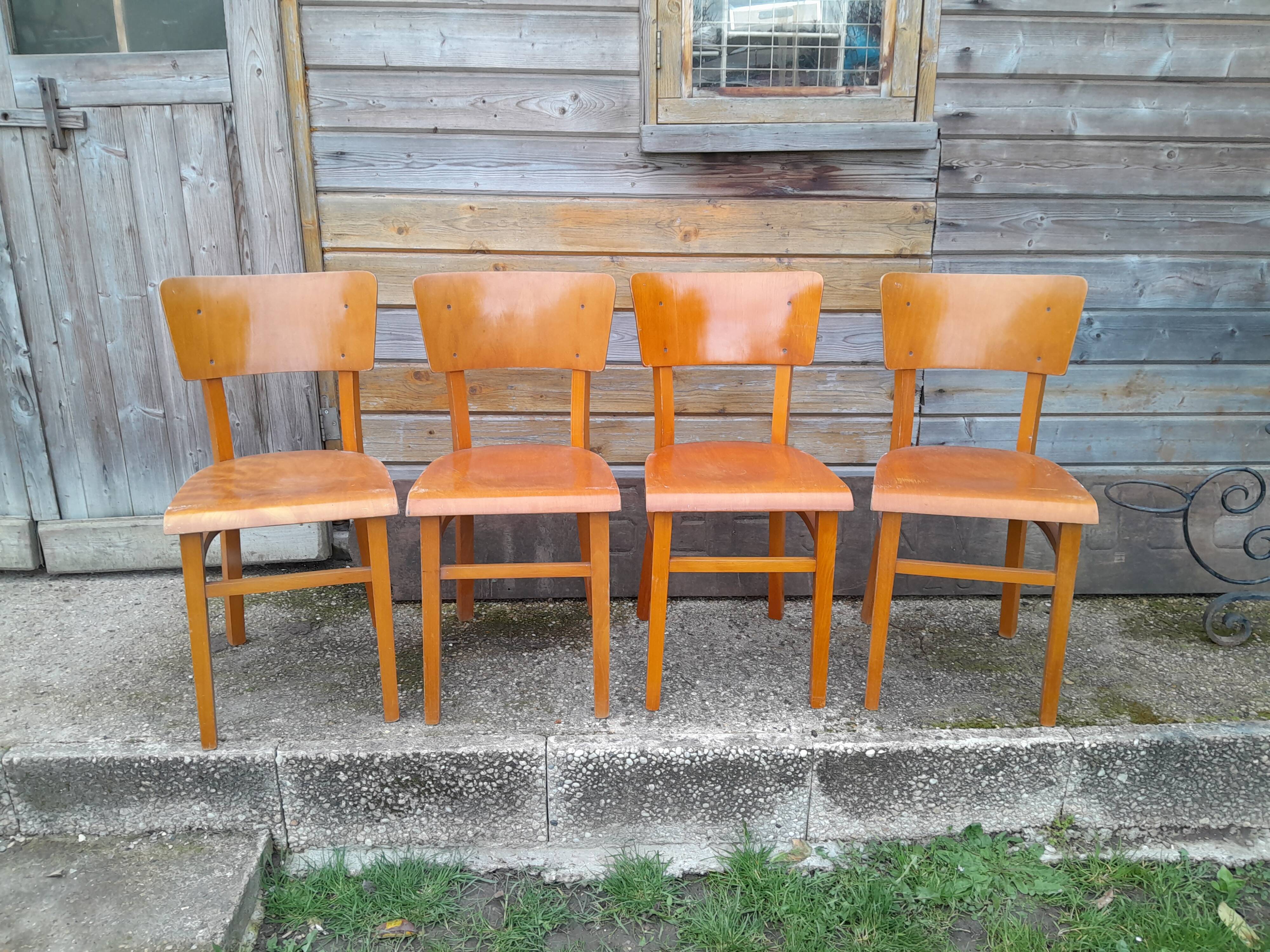 4 old vintage bistro chairs