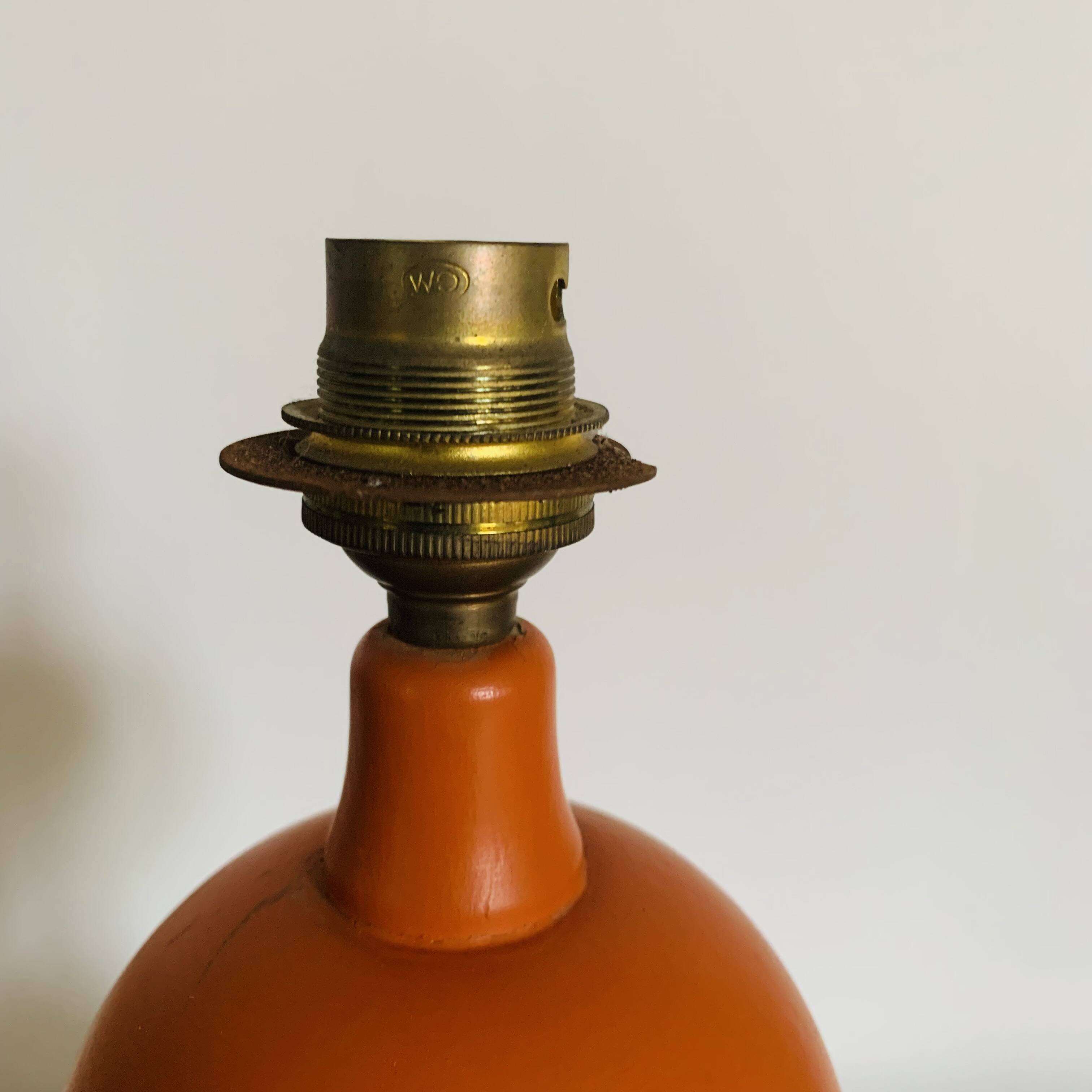 Orange turned wooden lamp base