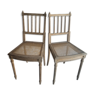 Pair of antique canned chairs Henri II