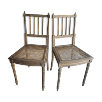 Paire de chaises cannées anciennes Henri II