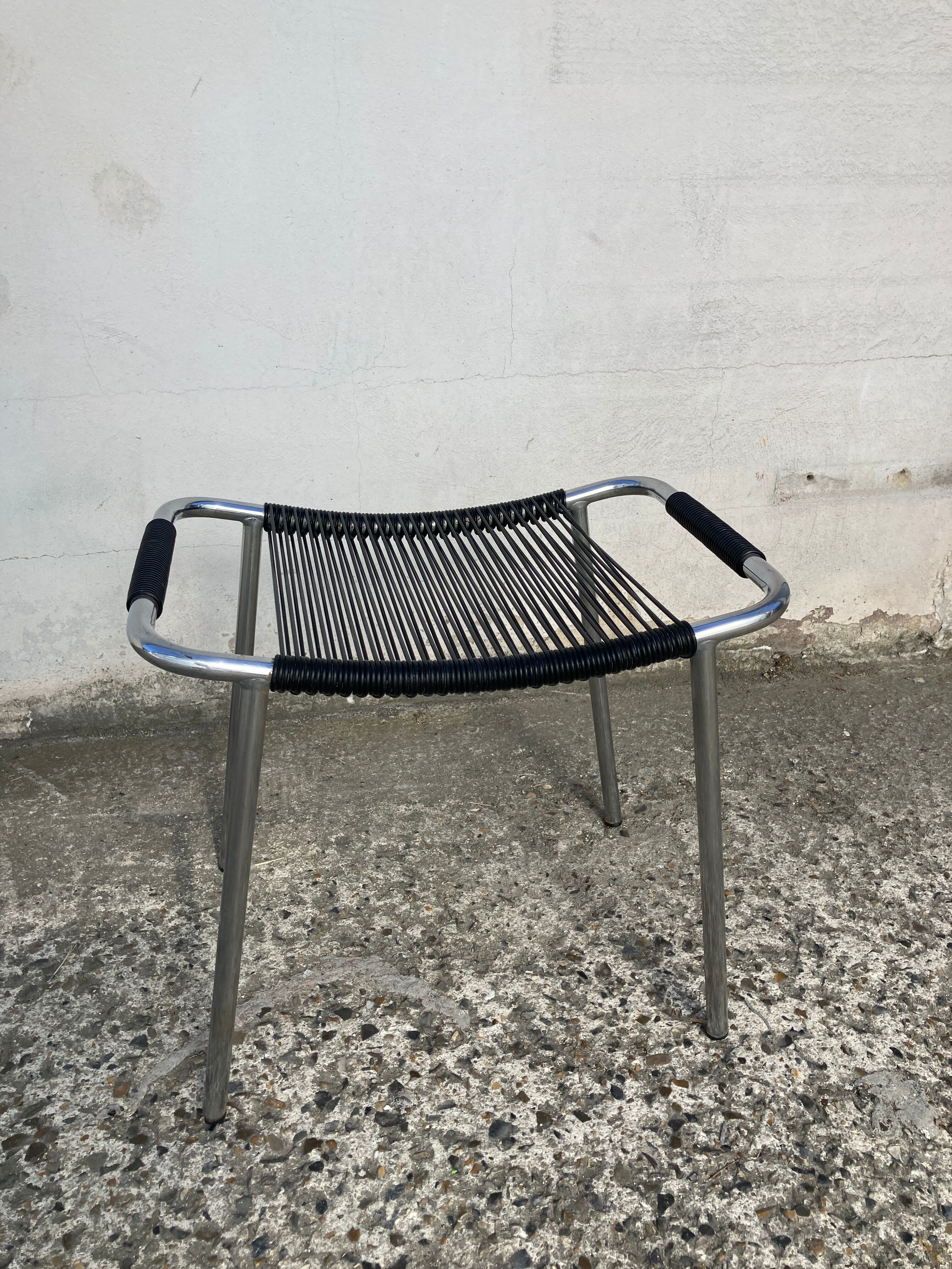 Black and chrome scoubidou stool