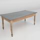 Rustic French pine wood dinner table with zinc top, ca. 1850