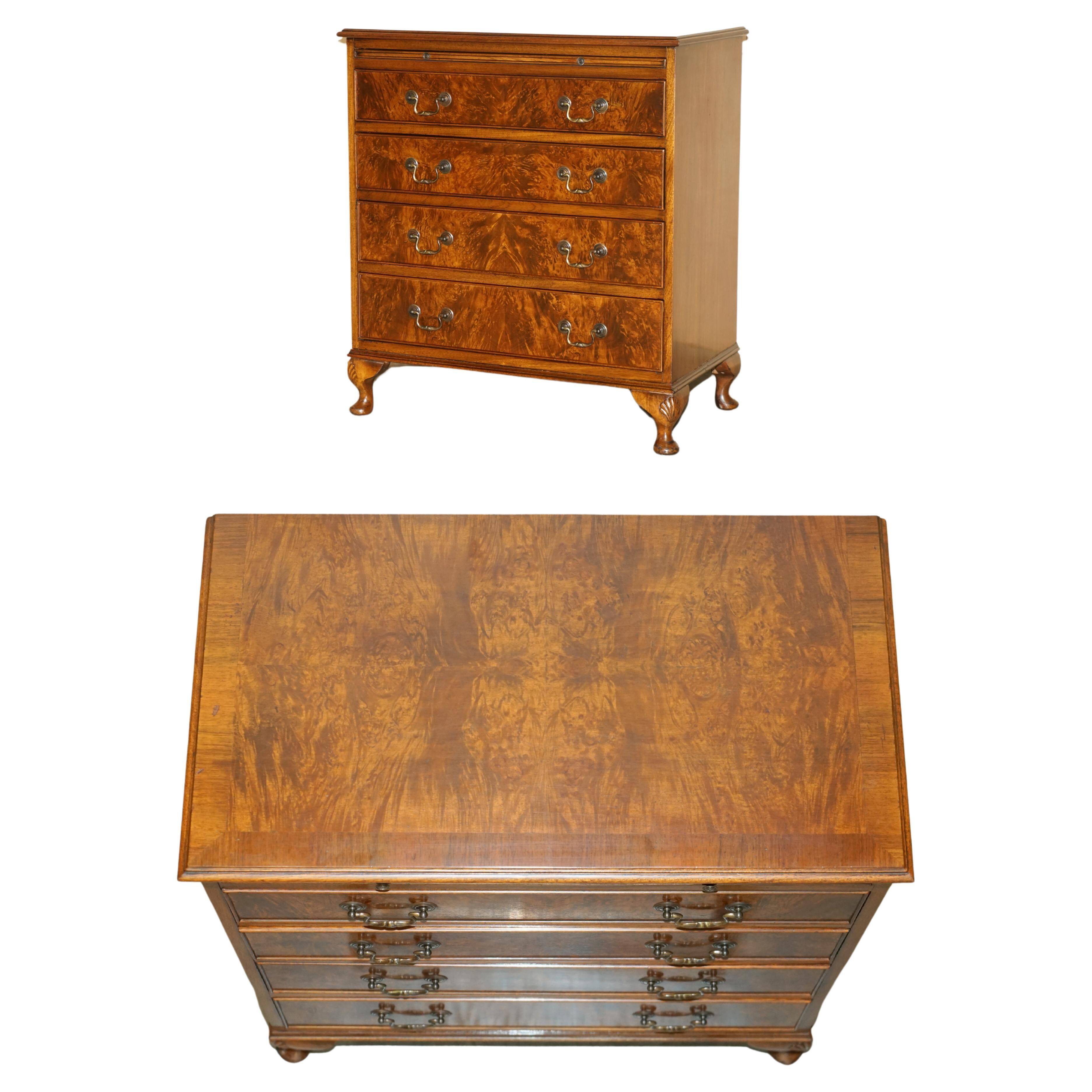 1940s vintage walnut commode with butler's serving tray.