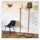 Pair of art deco lampposts solid oak and wool