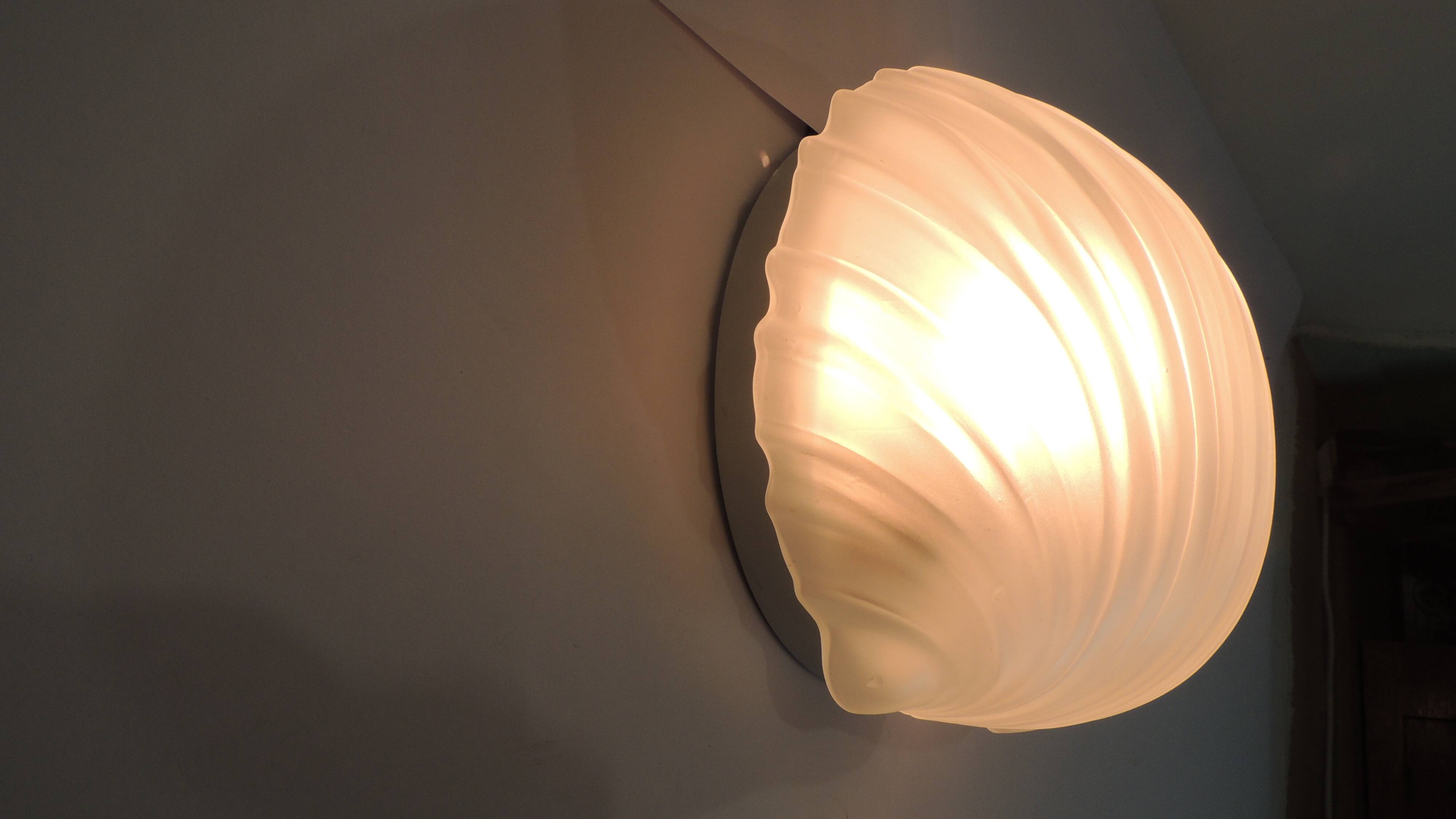Vintage white opaline glass shell wall light – Ann wall lamp