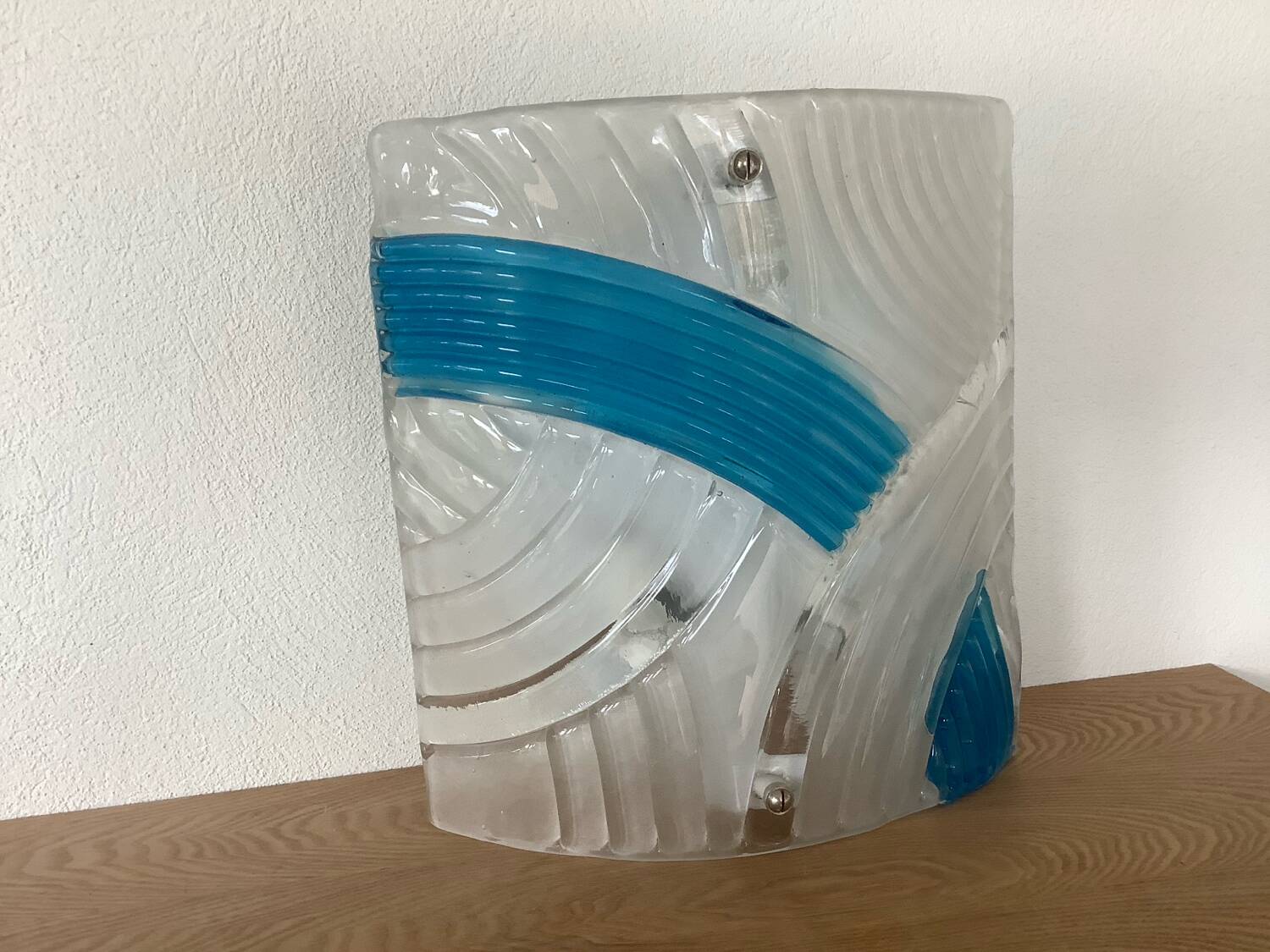 Murano Glass Wall Lamp I Tre Relief Vintage 1980s