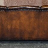 Howard & Son leather canapé, restored vintage, 3-seater