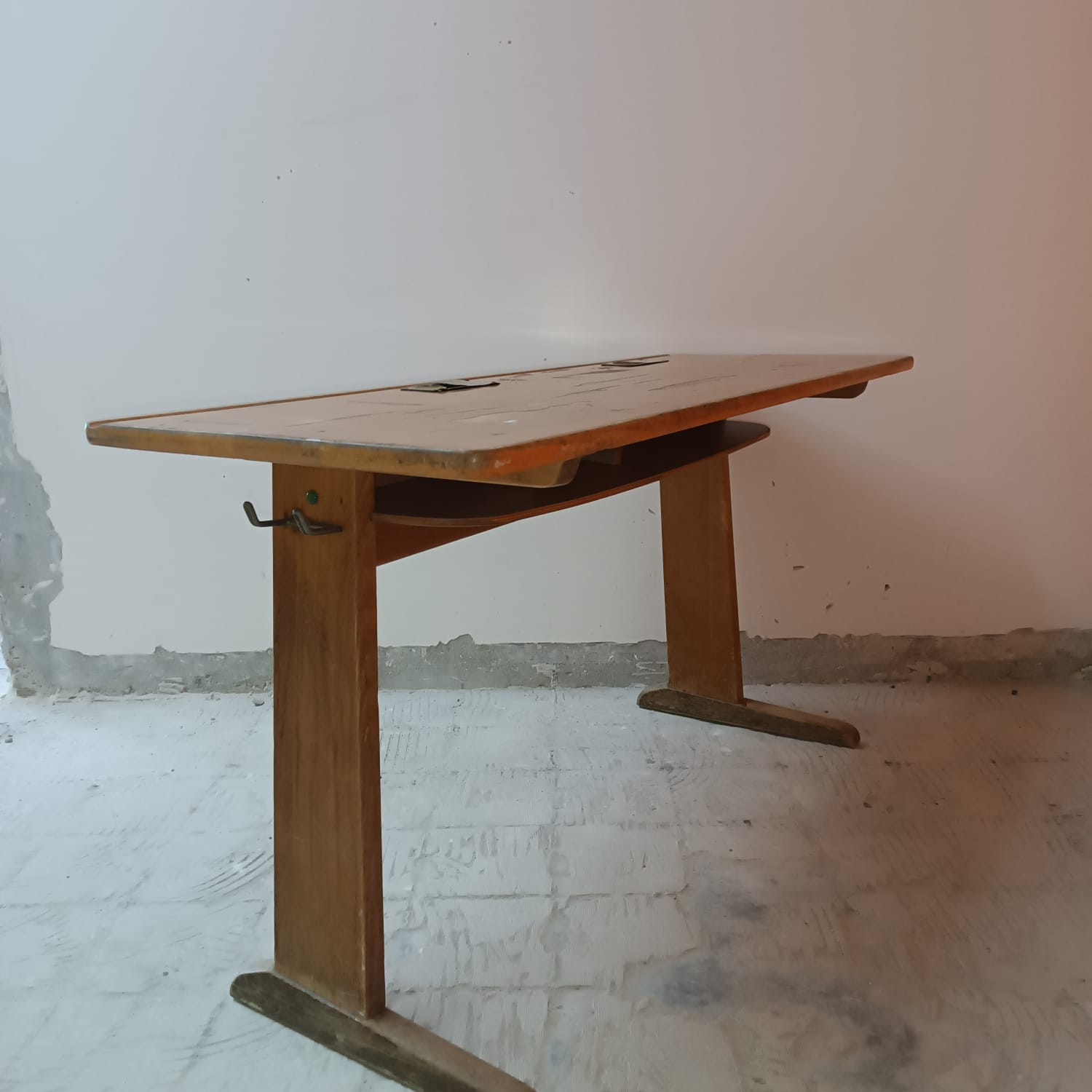 Casala school table with inkwell metal vintage