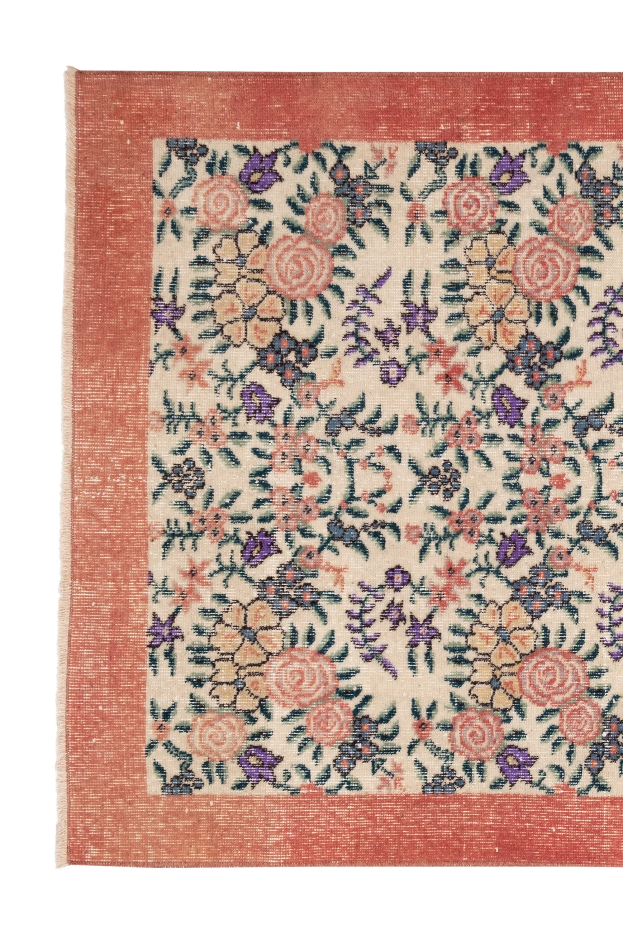 Vintage Turkish Sparta Floral Rug, 1970s