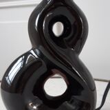 Lamp foot in pink and black ceramic design Vallauris 70s