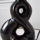 Pied de lampe en céramique rose et noire design Vallauris années 70