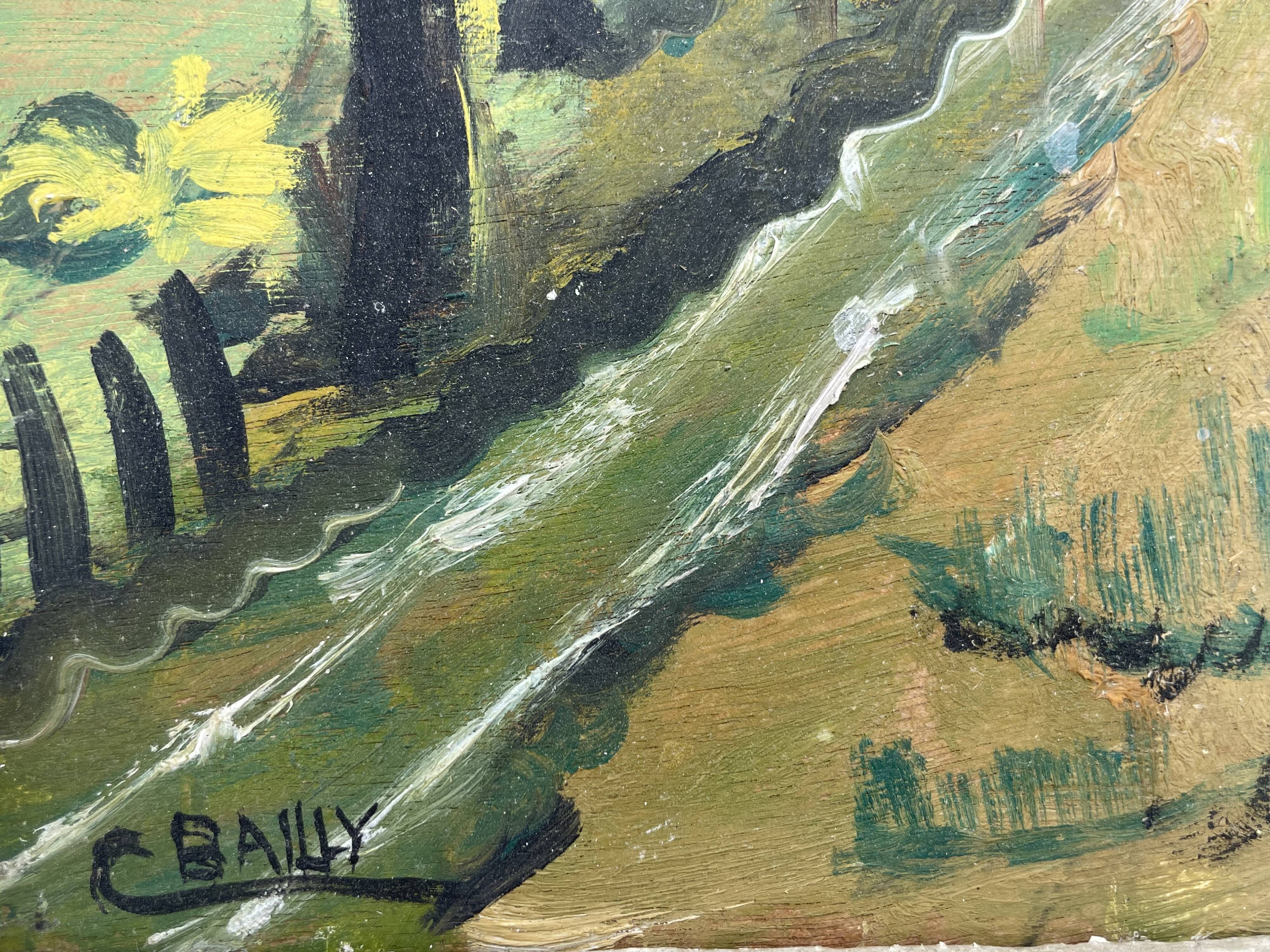 Old landscape painting in the taste of Utrillo XXth