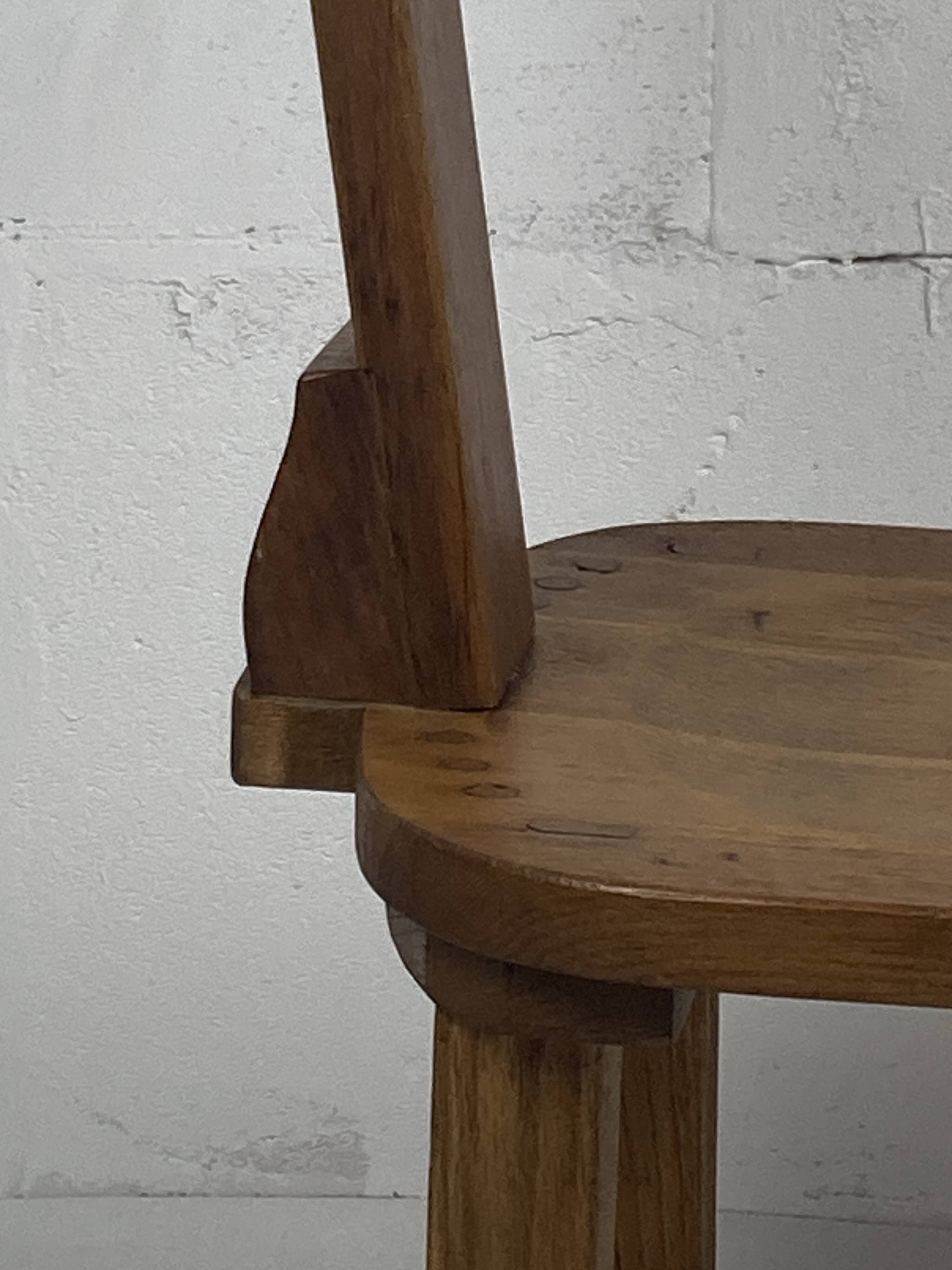 Brutalist oak low chair or children's chair, Dutch 1970s