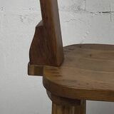 Brutalist oak low chair or children's chair, Dutch 1970s