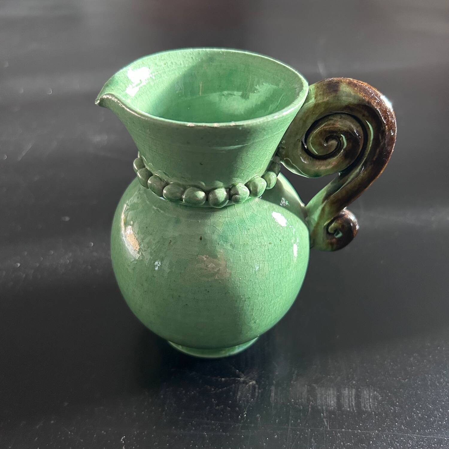 Art Deco celadon pearl pitcher