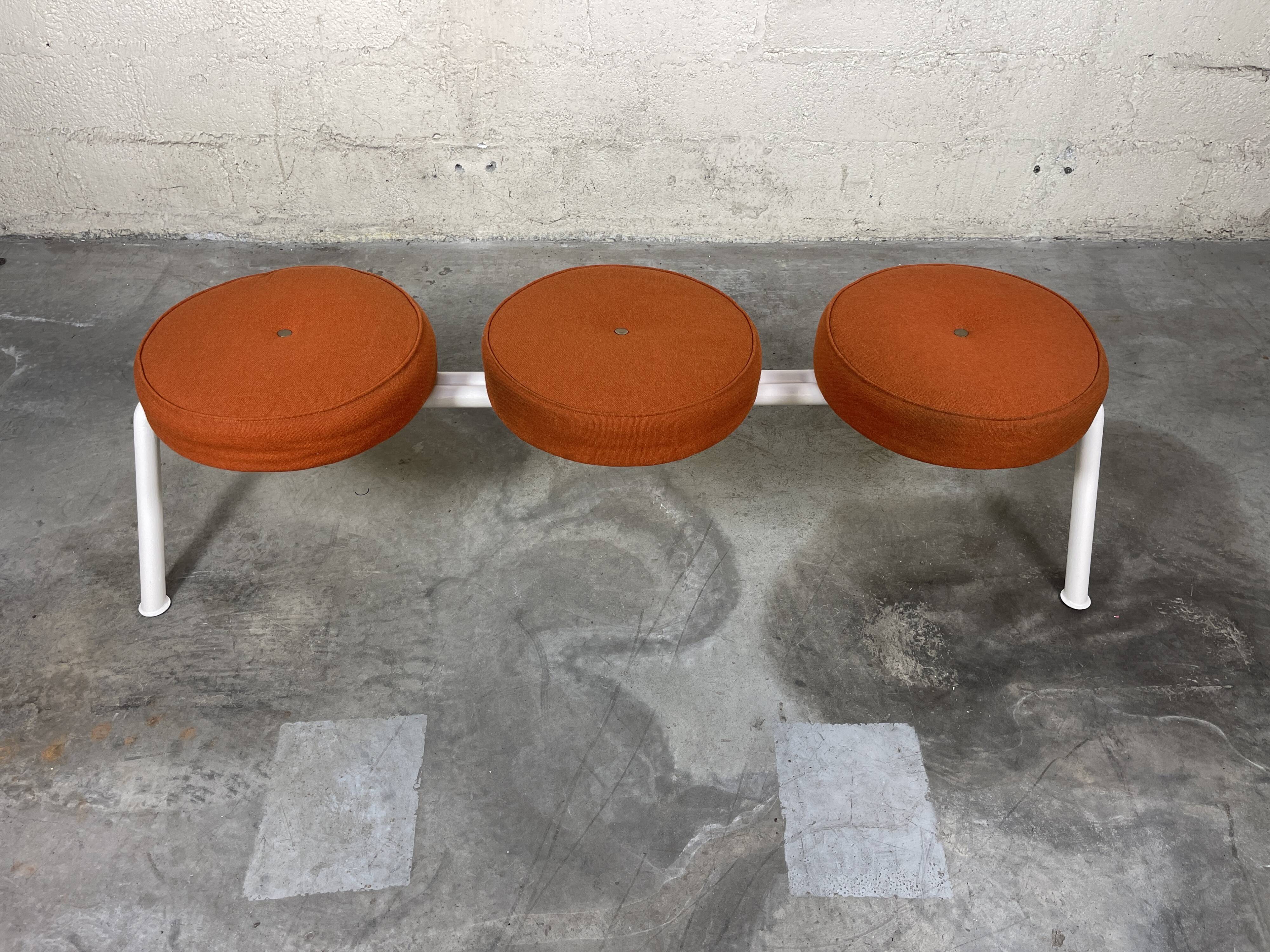 Trio bench seat orange white steel